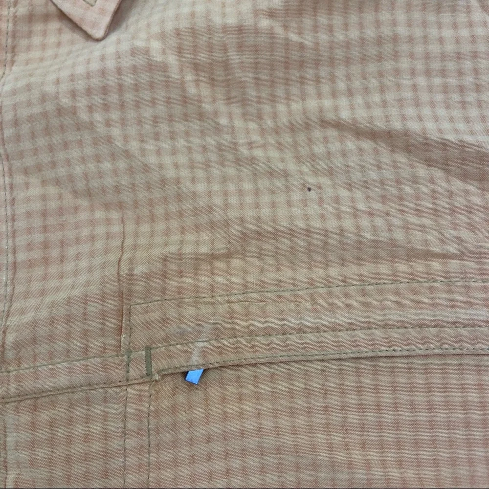 TNF The North face orange tan picnic plaid shirt.  Size Large - Picture 3 of 8